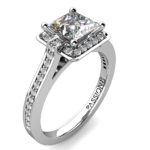 Grain set halo engagement ring