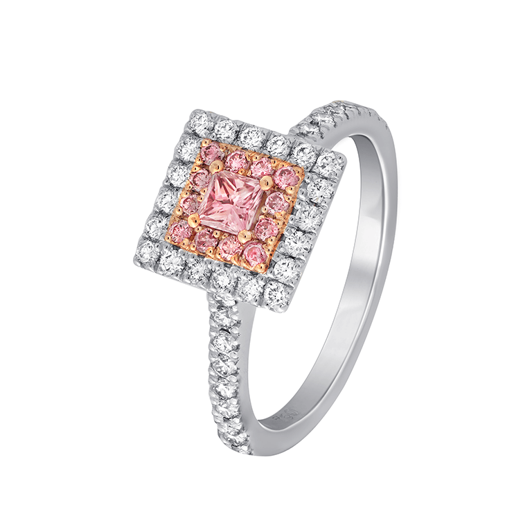 pink princess cut diamond ring