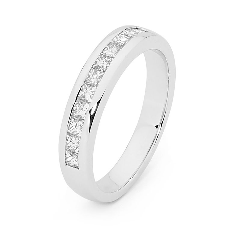 18ct White Gold Princess Cut Channel Set Wedding Ring Wedding