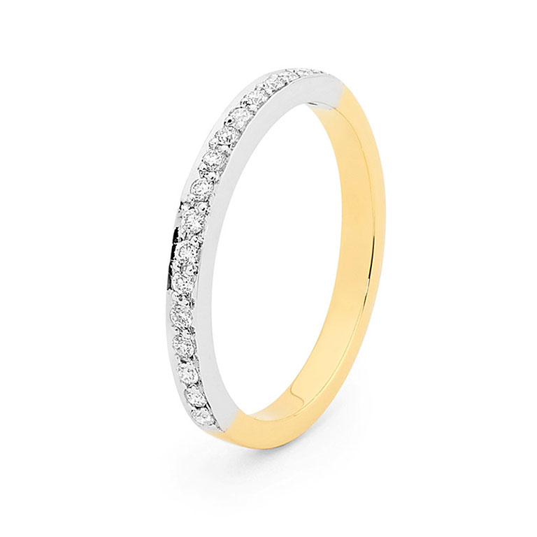 18ct white gold channel set wedding ring featuring 17=0.17ct F SI