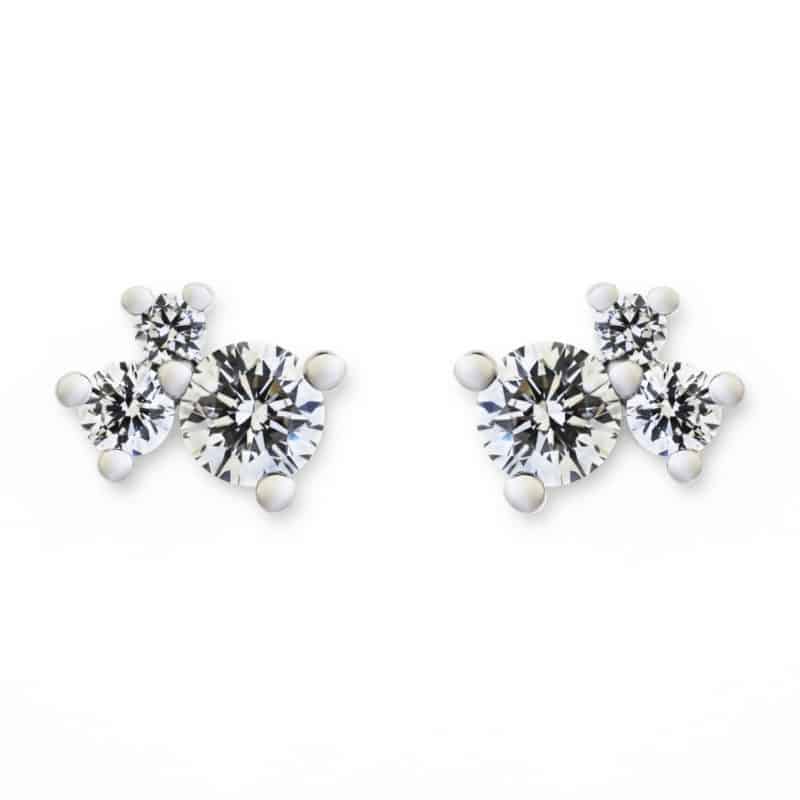 White gold diamond cluster claw studs