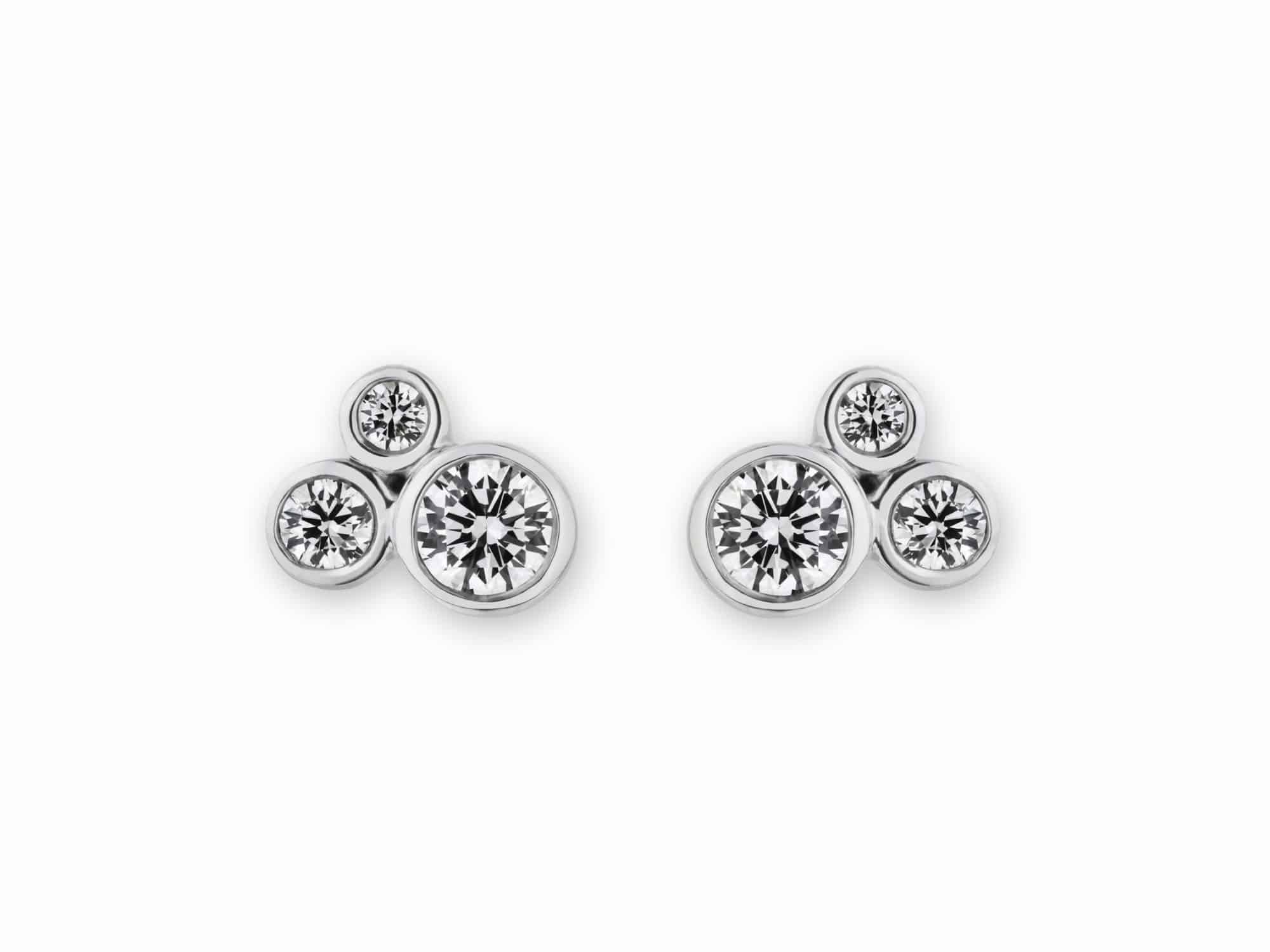 White gold diamond cluster studs