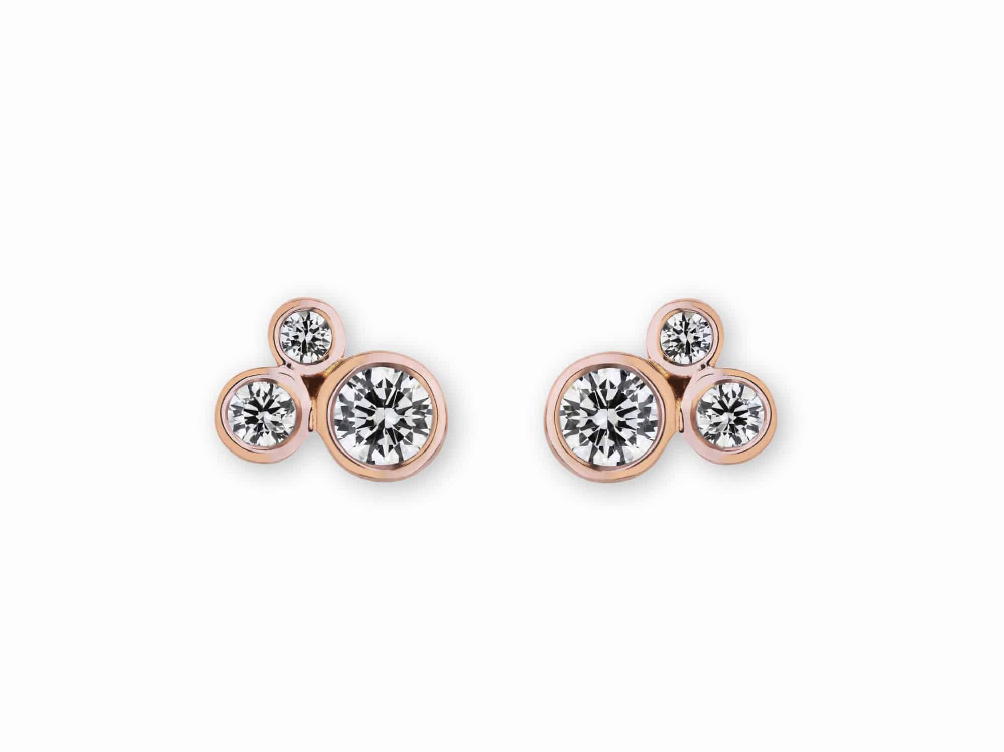 Rose gold diamond cluster studs