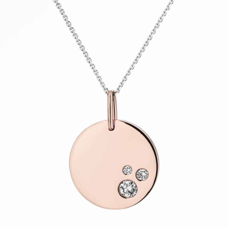 Diamond disk pendant rose gold