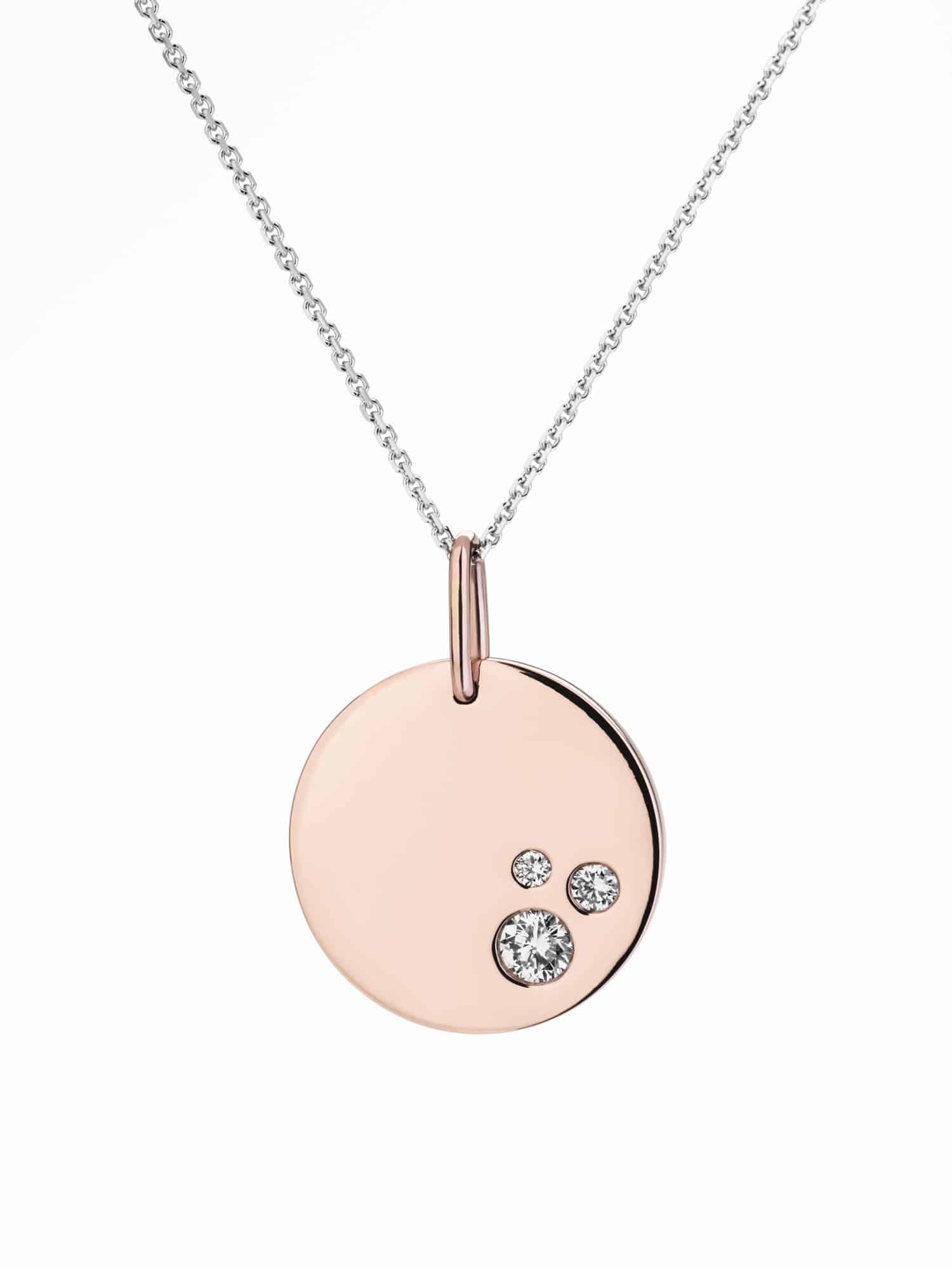 Diamond disk pendant rose gold