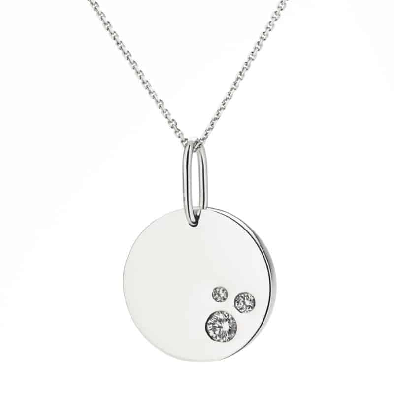 Diamond disk pendant white gold