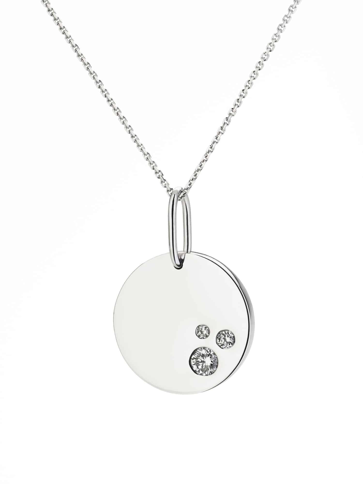 Diamond disk pendant white gold