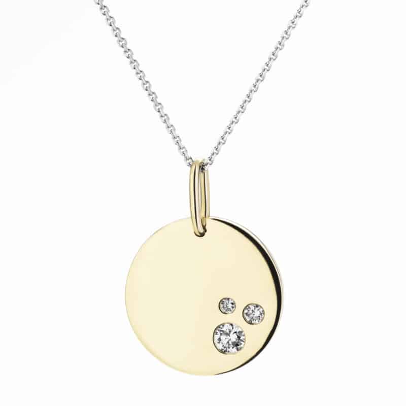 Diamond disk pendant yellow gold