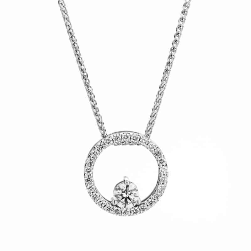 Diamond circle pendant and necklace