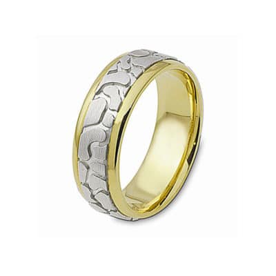 18ct Yellow and White Gold Gents Wedding Ring