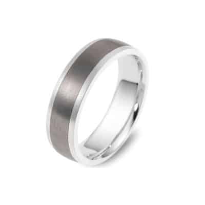 9ct White Gold and Titanium Gents Wedding Ring 6mm Wide
