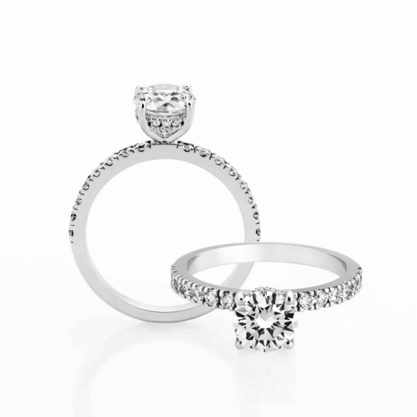 Ara 6 Claw Round Diamond Shoulders Engagement Ring