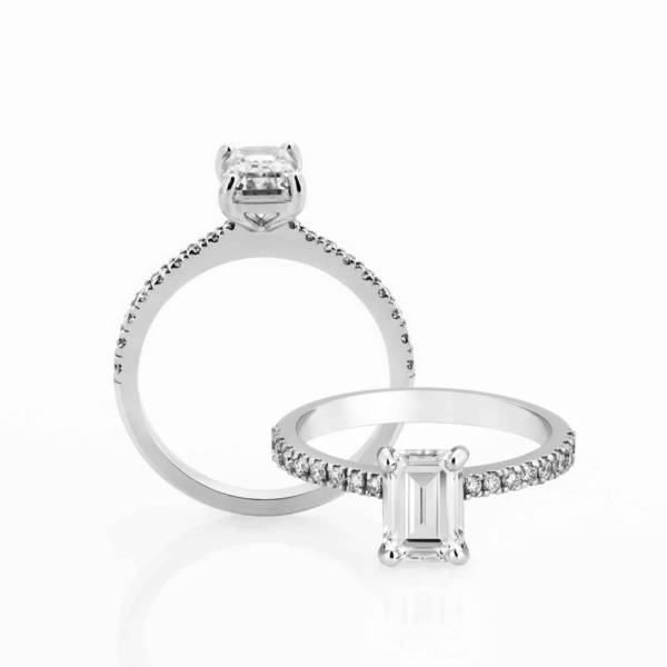 Vela Emerald Diamond Shoulders Engagement Ring
