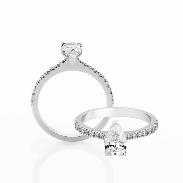 Vela Pear Diamond Shoulders Engagement Ring
